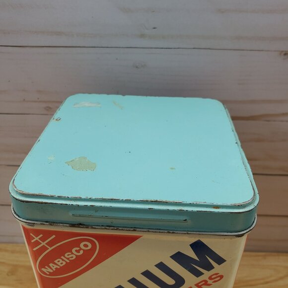 VTG 1960s Nabisco Premium Saltine Cracker Tin Canister Retro Storage Container - Picture 10 of 12